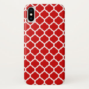 Capa Para iPhone X Padrão de treliça luxuoso Quatrefoil vermelho