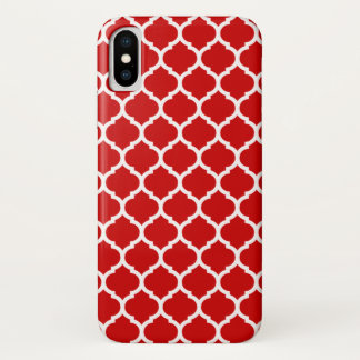 Capa Para iPhone X Padrão de treliça luxuoso Quatrefoil vermelho
