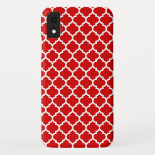Capa Para iPhone XR Padrão de Trevo Marroquino Branco Vermelho #5