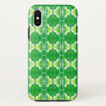 Capa Para iPhone Da Case-Mate Padrão de wallpaper Art Deco - verde e branco<br><div class="desc">Um wallpaper da Art Deco / padrão ladeado - tons verdes brilhantes e limão com branco sobre um fundo verde esmeraldo sólido</div>