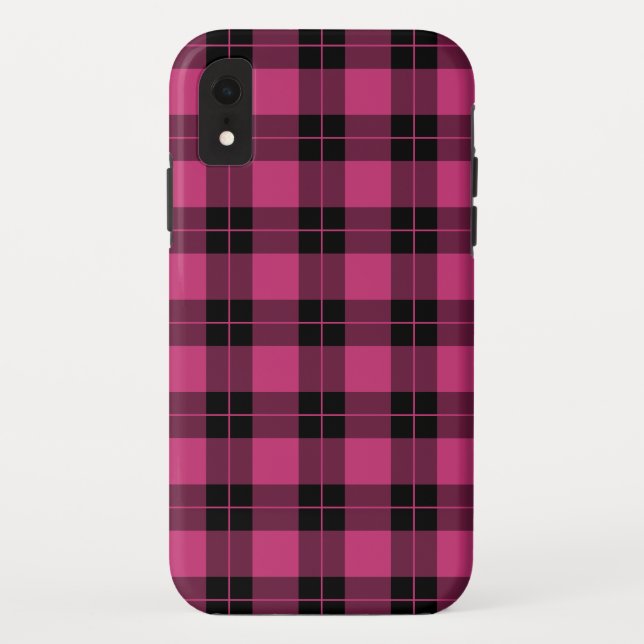 Capa Para iPhone, Case-Mate Padrão de Xadrez Negra Magenta Moderna (Verso)