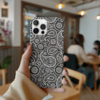 Padrão do Paisley Retro Preto e Branco