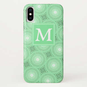 Capa Para iPhone Da Case-Mate Padrão dos círculos verdes primavera do monogram