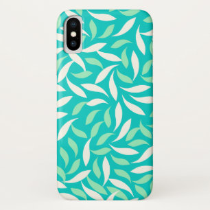 Capa Para iPhone X Padrão Floral Abstrato azul e verde