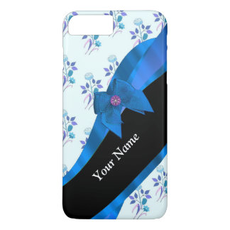 Capa iPhone 8 Plus/7 Plus Padrão floral azul-vintage bonito