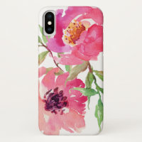 Padrão Floral de Aquarela Rosa Quente