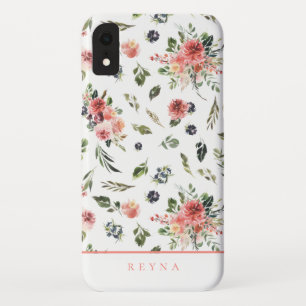Capa Para iPhone Da Case-Mate Padrão Floral de Coral de Marinho de Aquarela