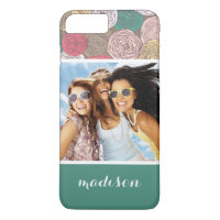 Padrão floral de Na moda de Foto e Nome Personaliz