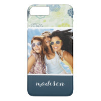 Padrão Floral de Na moda de Foto e Nome Personaliz