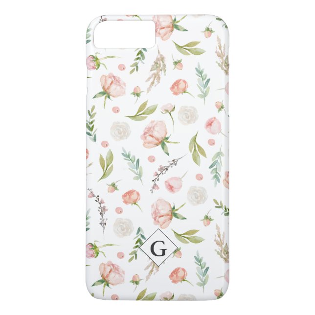 Capa Para iPhone, Case-Mate Padrão Floral de Verão Blush | Monograma (Verso)