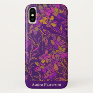Capa Para iPhone Da Case-Mate Padrão Floral em Negrito Roxo Personalizado