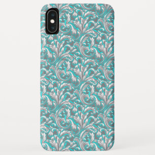 Capa Para iPhone Da Case-Mate Padrão floral sem costura da cinza aqua
