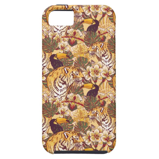 Capa Para iPhone, Case-Mate Padrão Floral Tropical Com Tigre (Traseira)