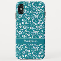 Padrão Floral Tropical de Turquesa Teal Moderna