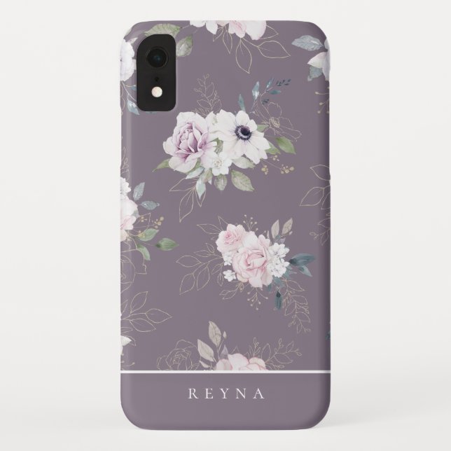 Capa Para iPhone, Case-Mate Padrão Floral Violet Watercolor (Verso)