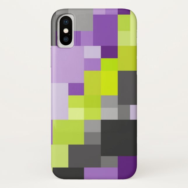Capa Para iPhone, Case-Mate Padrão Geométrico Abstrato Roxo verde cinza (Verso)