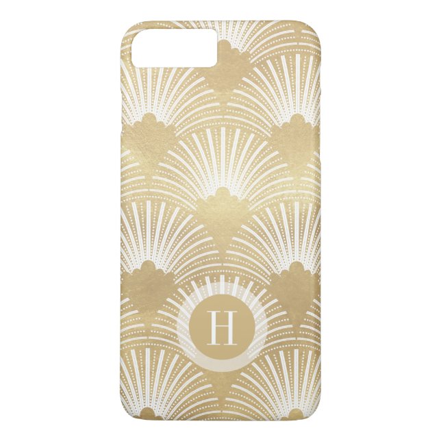 Capa Para iPhone, Case-Mate Padrão geométrico de deco branco e dourado (Verso)