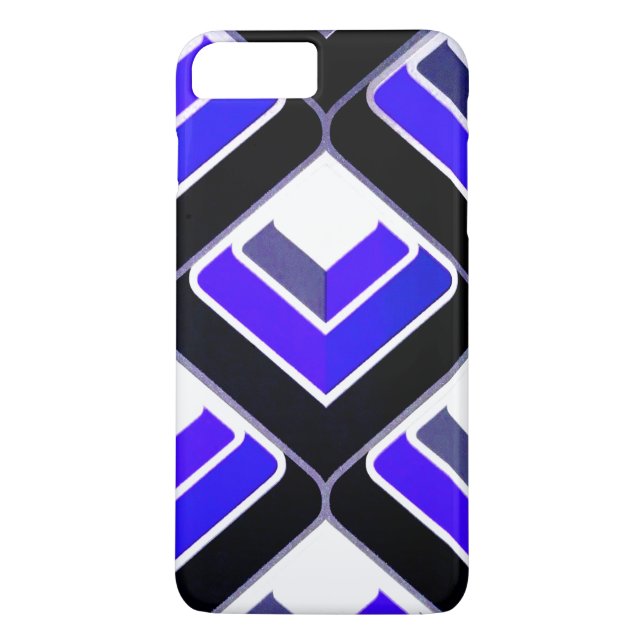 Capa Para iPhone, Case-Mate Padrão Geométrico dos Quadrados 3D Azuis (Verso)