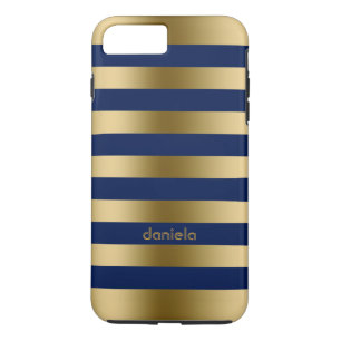 Capa Para iPhone Da Case-Mate Padrão Geométrico Monograma Dourado e Blue Stripes