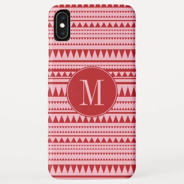 Capa Para iPhone, Case-Mate Padrão Geométrico Monograma Vermelho e Rosa (Verso)