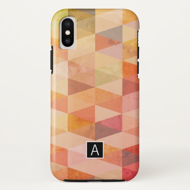 Capa Para iPhone, Case-Mate Padrão Geométrico Triângulo Macio | Monogramado (Verso)