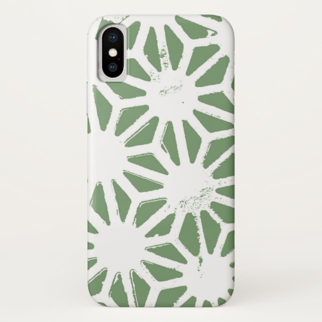 Capa Para iPhone, Case-Mate Padrão geométrico verde-oliva e branco (Verso)