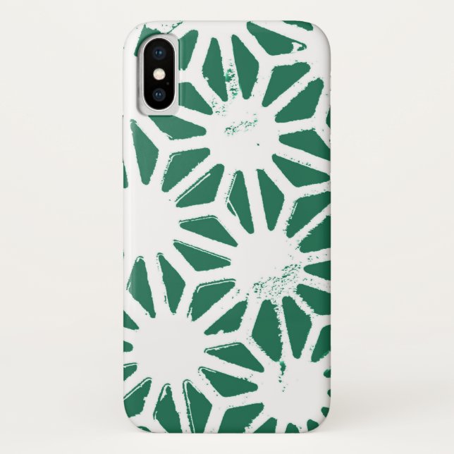 Capa Para iPhone, Case-Mate Padrão geométrico verde-sábado e branco (Verso)