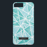 Capa iPhone 8 Plus/7 Plus Padrão II de Flocos de Neve Geométricos de Aquarel<br><div class="desc">Adicione uma alegria festiva ao seu telefone com esta capa de telefone de Natal. Ele apresenta um padrão geométrico azul com sotaque de flocos de neve. Personalize adicionando um nome.</div>