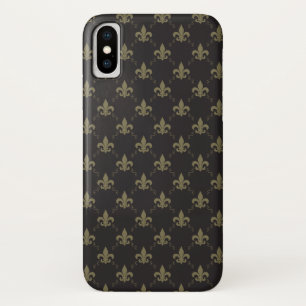 Capa Para iPhone Da Case-Mate Padrão Luxuoso Black Fleur De Lis Dourado