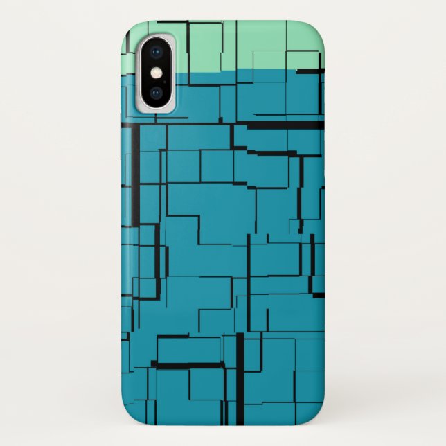 Capa Para iPhone, Case-Mate Padrão Moderno Verde Azul Aqua (Verso)
