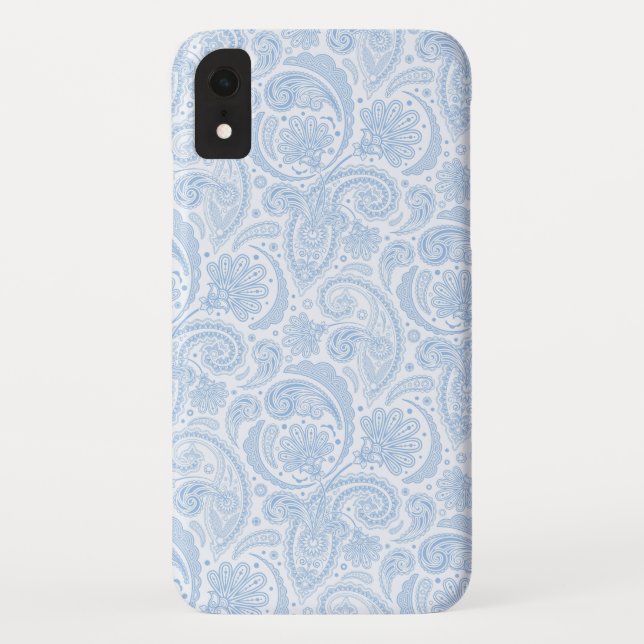 Capa Para iPhone, Case-Mate Padrão paisley branco azul fofo (Verso)