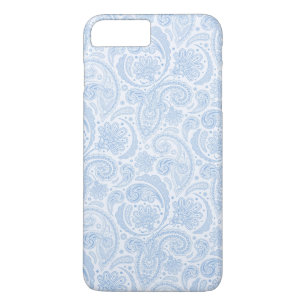 Capa iPhone 8 Plus/7 Plus Padrão paisley branco azul fofo