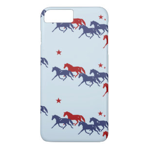 Capa iPhone 8 Plus/7 Plus Padrão Patriótico de Cavalos Trotados