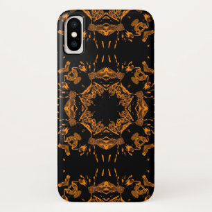 Capa Para iPhone X Padrão Preto, Amarelo para Damascos Florais