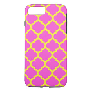 Capa Para iPhone Da Case-Mate Padrão Quatrefoil Amarelo-Cor-de-Rosa Quente marro