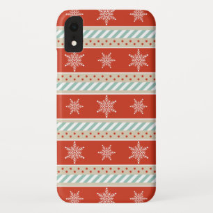 Capa Para iPhone Da Case-Mate Padrão Red Mint Stripes Snowflakes