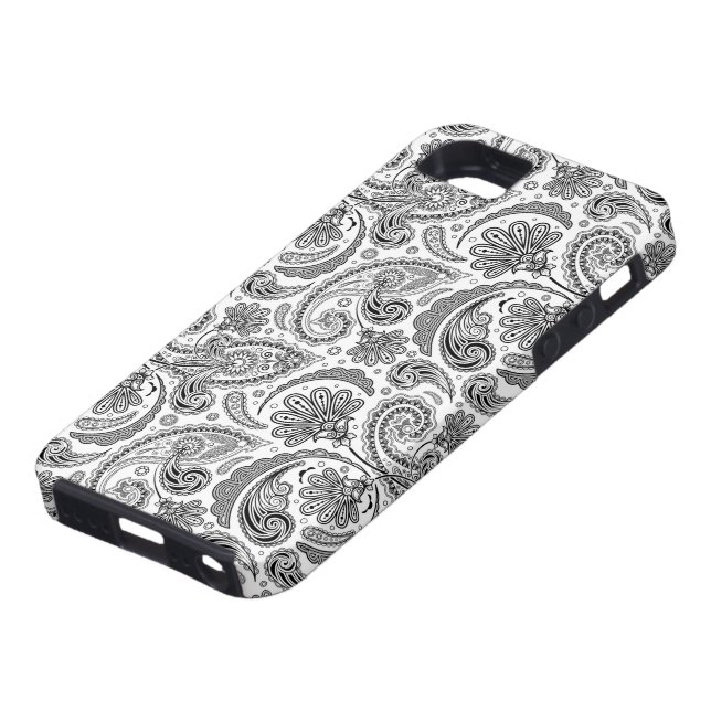 Capa Para iPhone, Case-Mate Padrão Retroativo De Lace De Paisley Preto E Branc (Base)