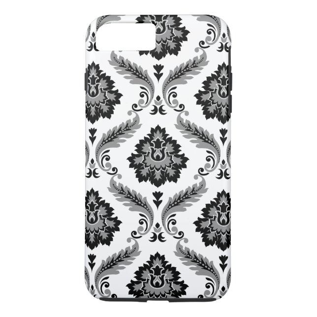 Capa Para iPhone, Case-Mate Padrão Rococó Damask Cinza Preto Branco (Verso)