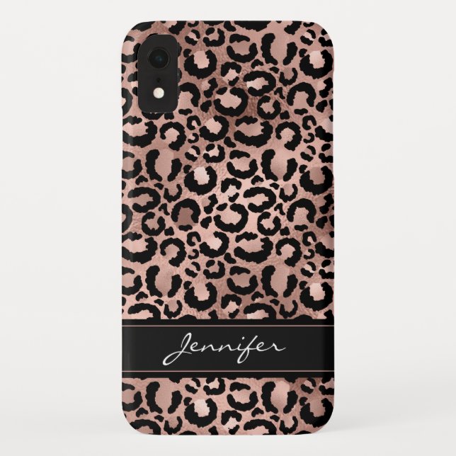 Capa Para iPhone, Case-Mate Padrão rosa Gold Foil Cheetah - Nome Personalizado (Verso)