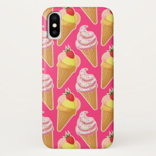 Capa Para iPhone Da Case-Mate Padrão rosa Kawaii com sorvete de morango