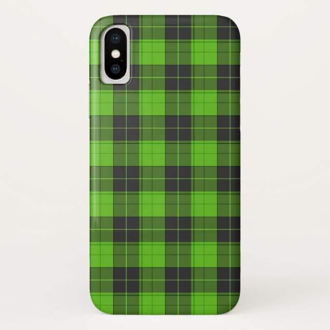 Capa Para iPhone, Case-Mate Padrão simples de tartan em verde escuro (Verso)
