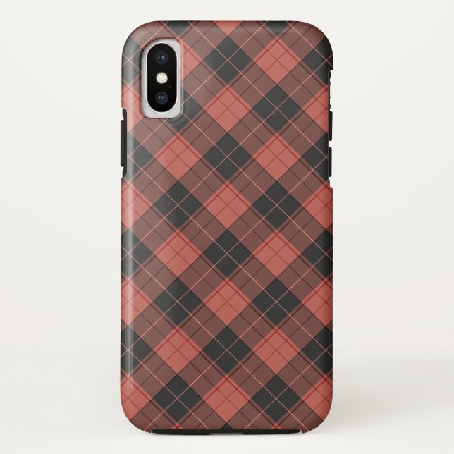 Capa Para iPhone, Case-Mate Padrão simples de xadrez em vermelho (Verso)