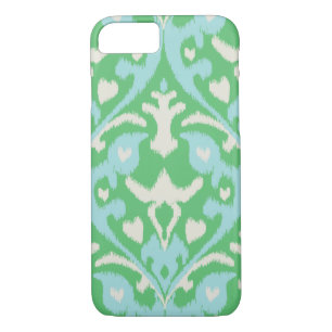 Capa iPhone 8/7 Padrão tribal do ikat verde-turquesa verde-bonito