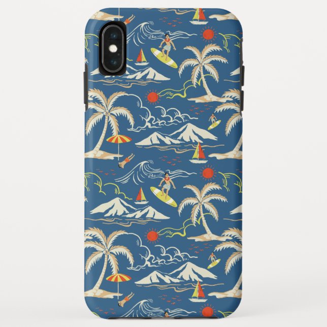 Capa Para iPhone, Case-Mate Padrão tropical do Surf retroativo (Verso)