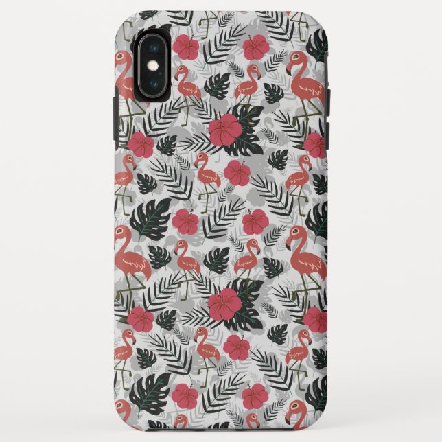 Capa Para iPhone, Case-Mate Padrão uniforme Flamingo com fundo floral (Verso)