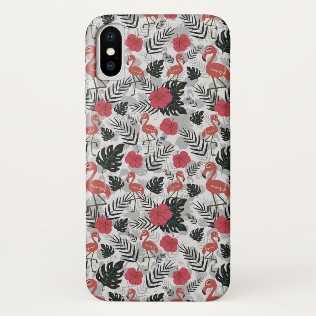 Capa Para iPhone, Case-Mate Padrão uniforme Flamingo com fundo floral (Verso)