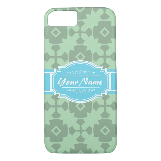 Capa Para iPhone, Case-Mate Padrão verde da casa com o nome personalizado (Verso)