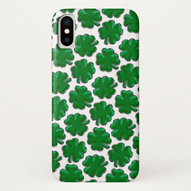 Capa Para iPhone, Case-Mate Padrão Verde de Clover Quatro Folhas (Verso)