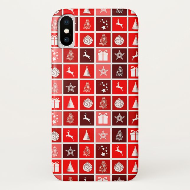 Capa Para iPhone, Case-Mate Padrão Vermelho de Férias de Natal (Verso)