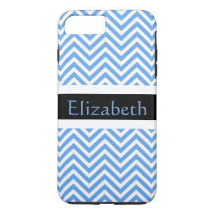 Capa iPhone 8 Plus/7 Plus Padrão Zigzag Chevron Personalizado Azul e Branco